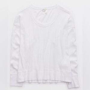 Aerie Waffle Knit White Sweater Size Small